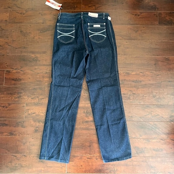 VINTAGE Pizzazz 1970s Denim Straight Leg High Rise Jeans Dark Wash Deadstock - Picture 2 of 13